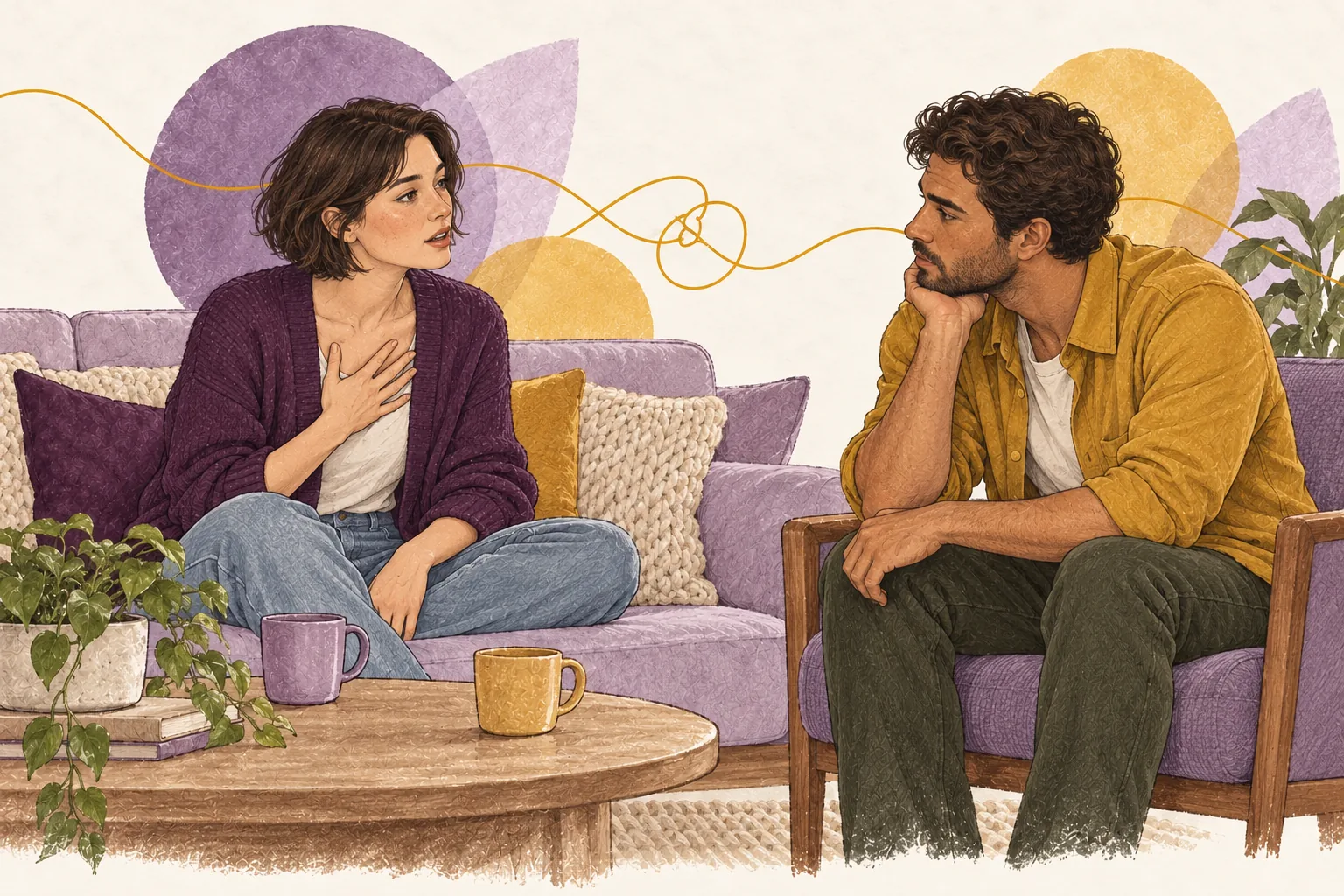 Un jeune couple fait une pause pour exprimer ses ressentis et s’écouter.